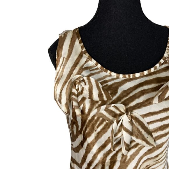 Vintage Y2K Satin Blouse, Sleeveless Tiger Print Top - Picture 6 of 9